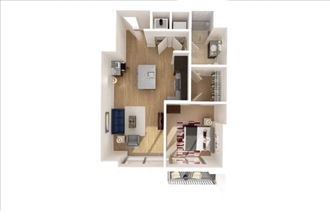 Floor plan for 1 bed, 1 bath, 694 sqft